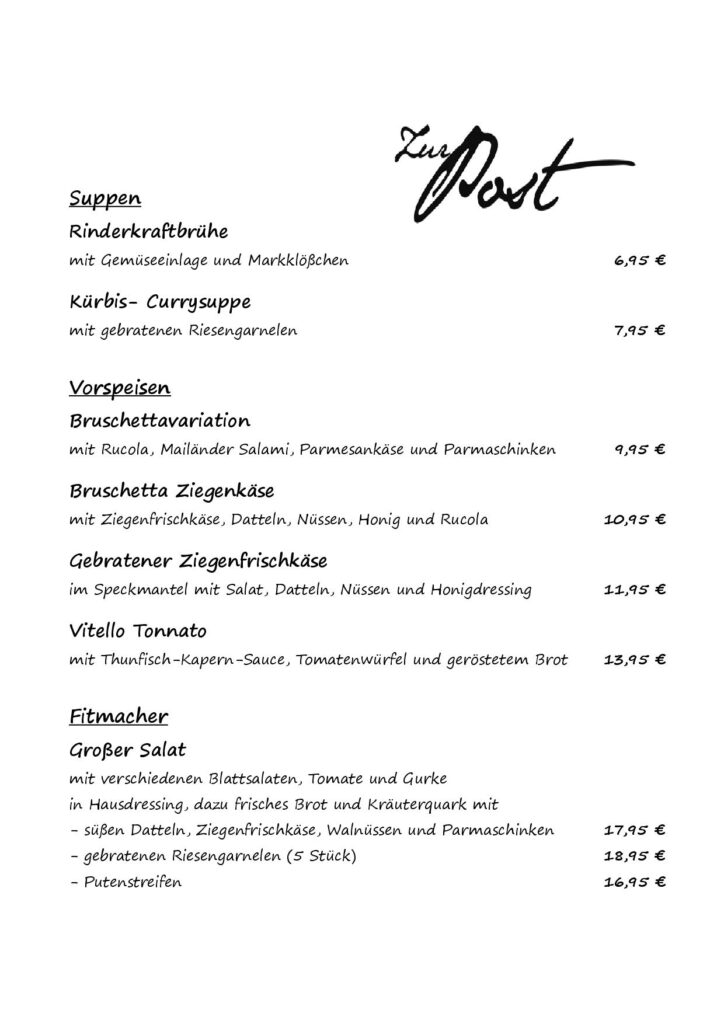 gasthaus zur post gonzerath speisekarte